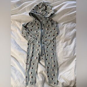 Tea collection size 18 to 24 months hooded Dino spike baby romper